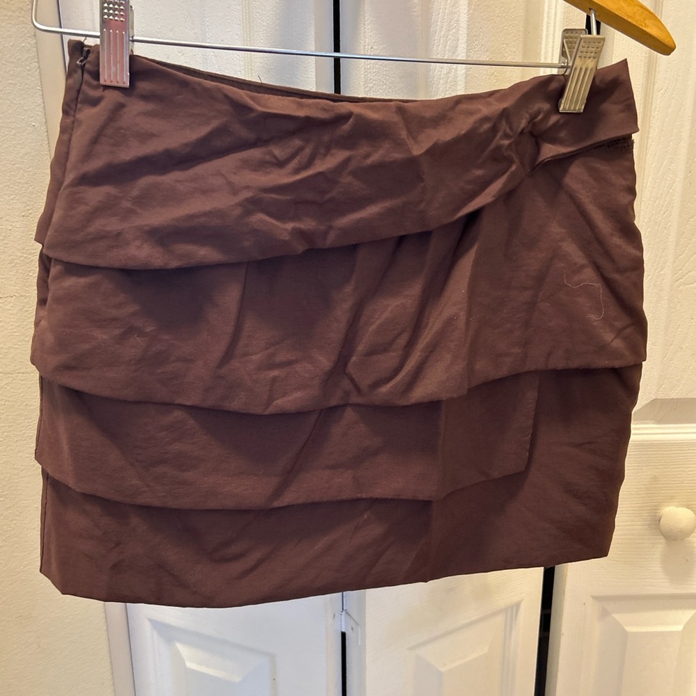 Forever 21 Brown Tiered Mini Skirt (M)